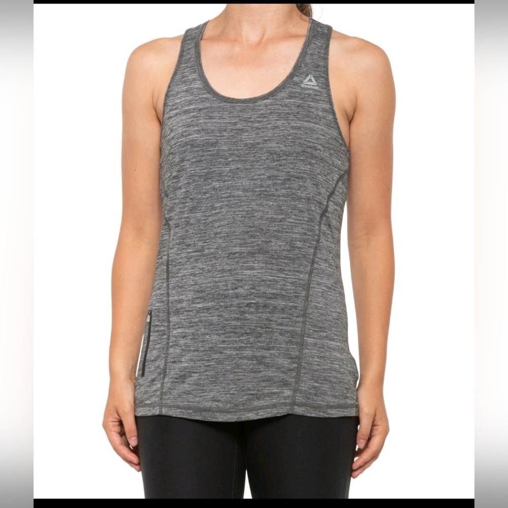Reebok Women's Distance Soft Marled Singlet Sleeveless,Black Heather,Size:S--NWT